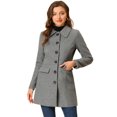 thumbnail image 1 of INSPIRE CHIC Manteau Mi-Long à Simple Boutonnage pour Femme à Col Peter Pan Gris TP, 1 of 6