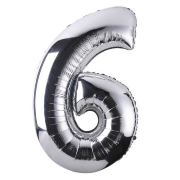 REGALWOVEN Foil Number 6 Shape Helium Balloon Birthday Wedding Decor Silver Tone 16"