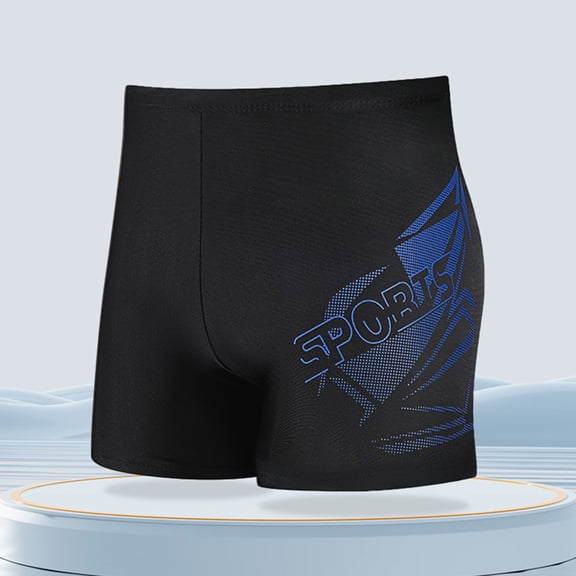 Bwndum Mens Quick Dry Big and Tall Swim Trunks 4XL Square Leg Swimwear with Geometric Print SPORTS Lettering Black Blue,Size 4XL