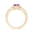 thumbnail image 2 of ANGARA Natural Amethyst and Diamond Split Shank Ring in 14K Yellow Gold for Women (Size-7x5mm) | February Birthstone, Birthday, Anniversary, Jewelry Gift for Women | Natural Amethyst Ring, 2 of 8