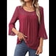 thumbnail image 2 of Blusa Elegante con Volantes para Mujer, 3/4, Cuello Redondo, Doble Capa, , Túnica. Rojo L, 2 of 9
