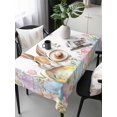 thumbnail image 2 of Easter Rectangle Tablecloth, Spring Rabbit Colorful Eggs Budding Florals Leaf Waterproof & StainResistant Tablecloth, Washable Oil-proof Table Cover for Dining/Party/Wedding/Camping/Buffet 60x120 In, 2 of 9