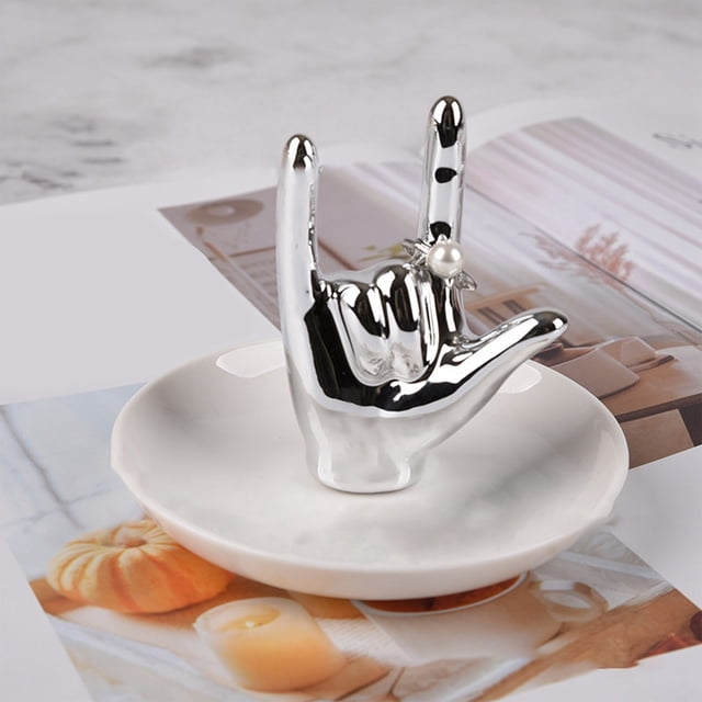 Ceramic Gesture Ring Rack Jewelry Plate Hand Display Rack Creative Dresser Storage Tray Gift For Loved Ones