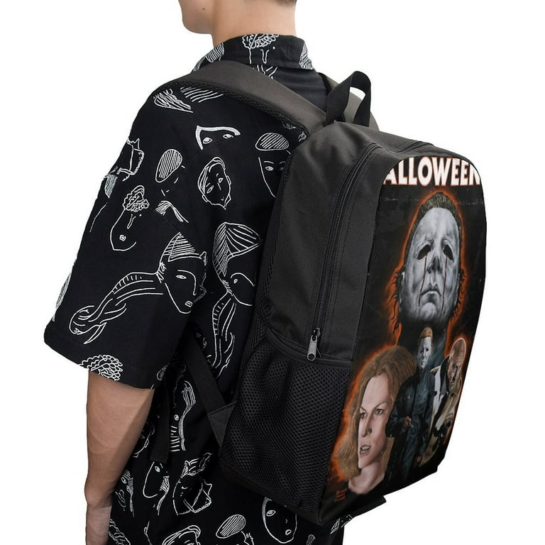 Michael Myers Halloween School Backpack Shoulder Bag 17 Inch Casual Daypack Student Bookbag Lightweight Laptop Backpacks