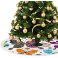 thumbnail image 3 of GZHJMY Christmas Tree Skirt, 36" Xmas Tree Skirts Colorful Butterflies and Flowers Christmas Tree Mat for Christmas Holiday Party Ornaments, 3 of 5