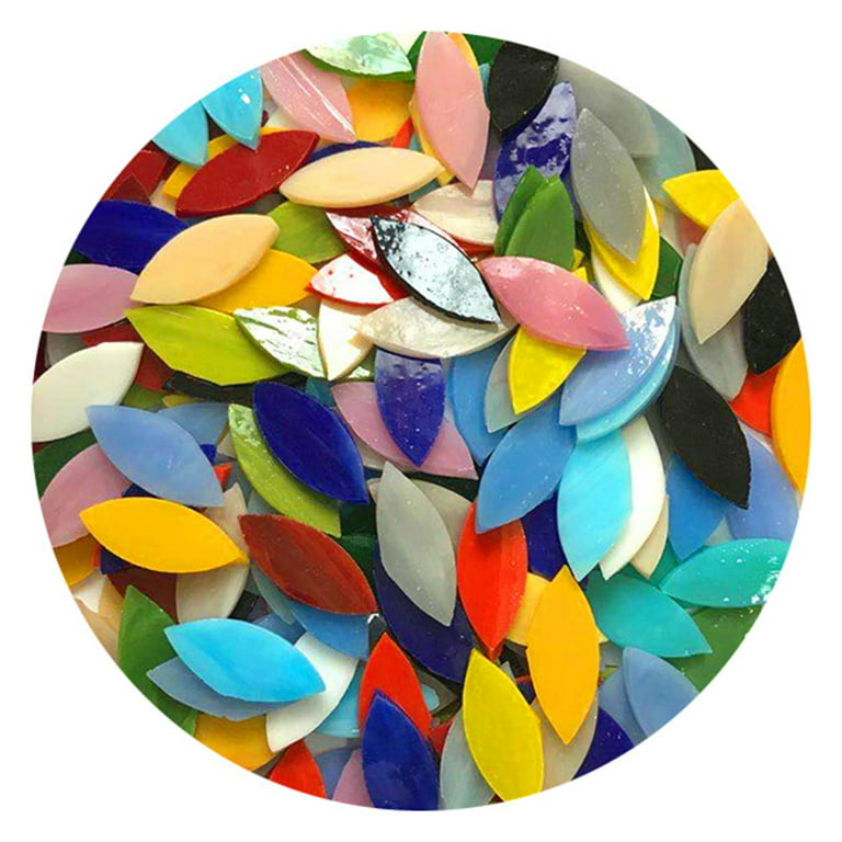 Mornajina 100 Pieces Petal Mosaic Tiles Mixed Color Mosaic Glass