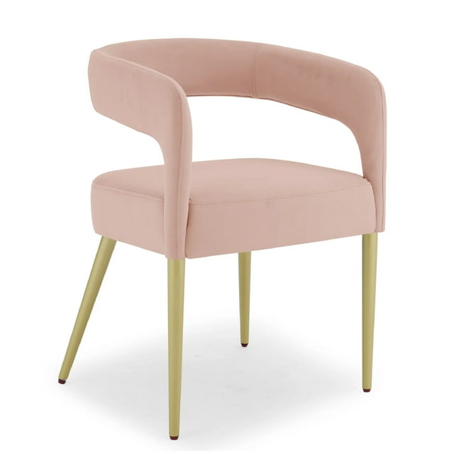 Toytexx 2-Piece Hollow Backrest Dining Chair, Accent Chair with Armrests, Flannelette Fabric for Home -Pink