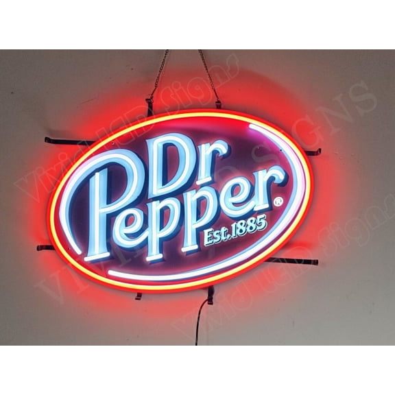 Queen Sense 24"x17" Custom Dr Peppers Oval LED Sign Light Neon Signs With Dimmer Party Home Wall Decor Lights W124DPOSVVD-XLED