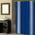 thumbnail image 2 of Fabric Shower Curtain White Stripes Geometric Blue Background Shower Curtains with 12 Hooks Waterproof Machine Washable Bath Curtains for Bathroom, 72 x 72in, 2 of 6