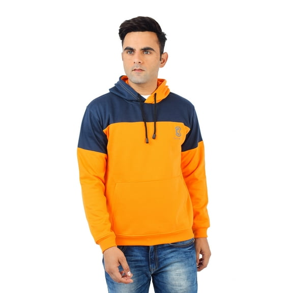 Chanda Khuba Hoodies for Men Dark Green and Neon Green Fleece Blend Full Sleeve Sweatshirt for Men - CKHD06-05-S