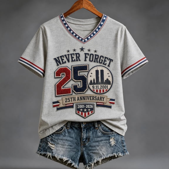 Women's 911 25 Years Anniversary Shirts Vintage September 11 Memorial T Shirt Courage Hope Patriotic Never Forget 9/11 Tshirt