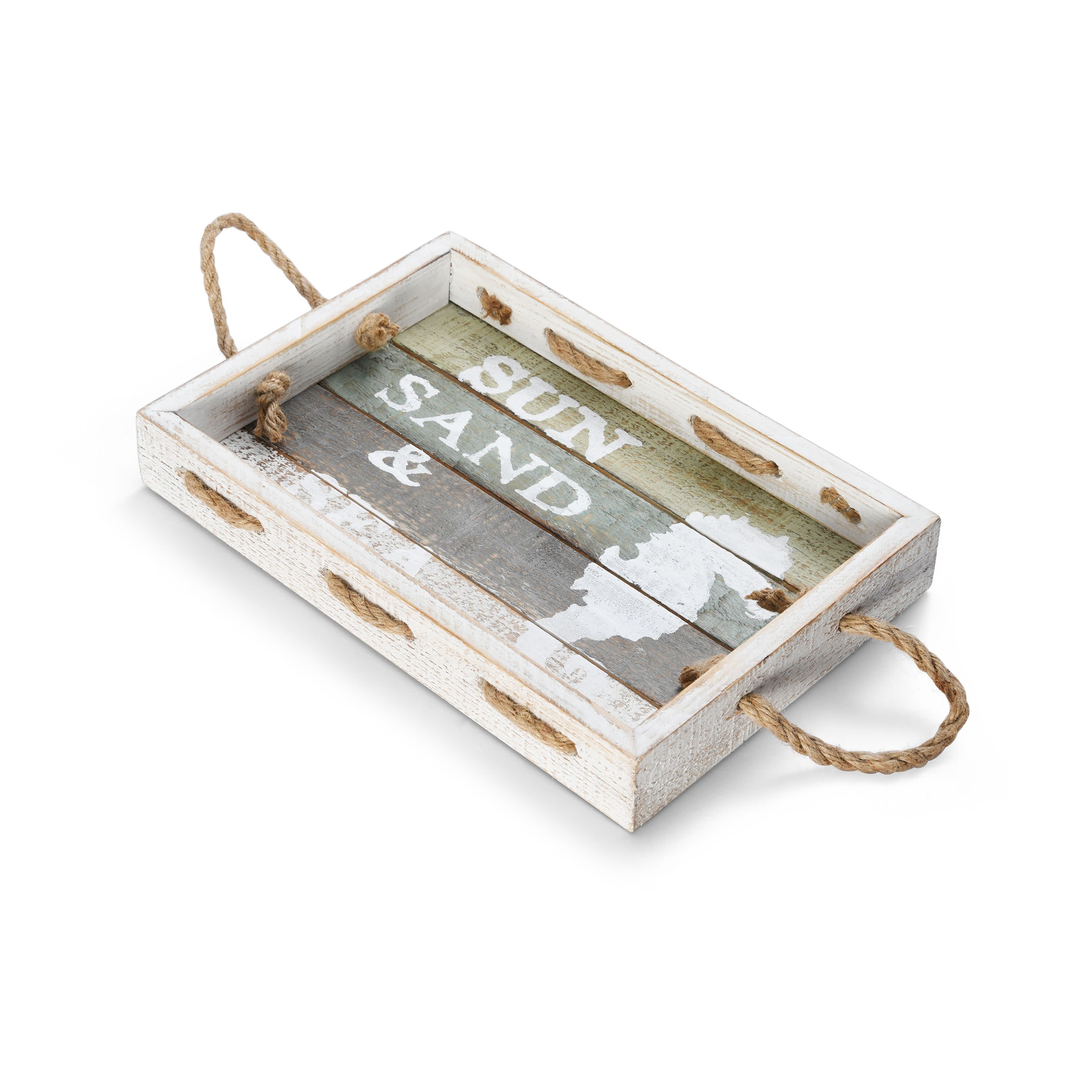 Elements Sun Sand and Sea horse Wood Tray, 14-inch, Assorted