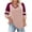 Pink, variant on XFLWAM Plus Size Tops for Women V Neck Three Quarters Raglan Sleeve T Shirts Comfy Casual Loose Fit Color Block Blouses