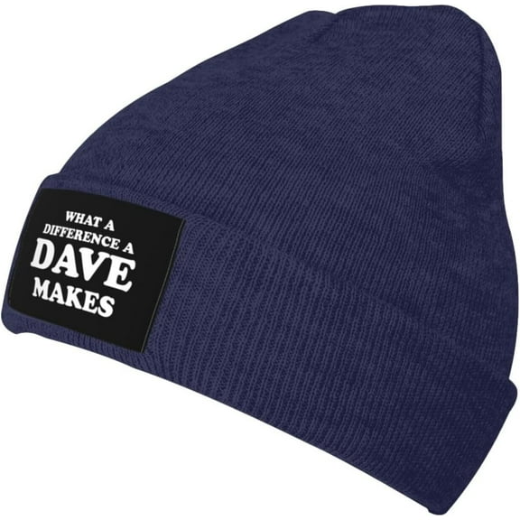 What A Differences A Dave Makes Beanie Hat Adult Warm Skull Cap Casual Skiing Hat Classic Knit Hat for Mens Womens
