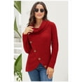 thumbnail image 1 of Pulls Femmes Chauds Asymétriques Tricotés Col Roulé Unis Enveloppants Manches Longues Hauts Décontractés, 1 of 5