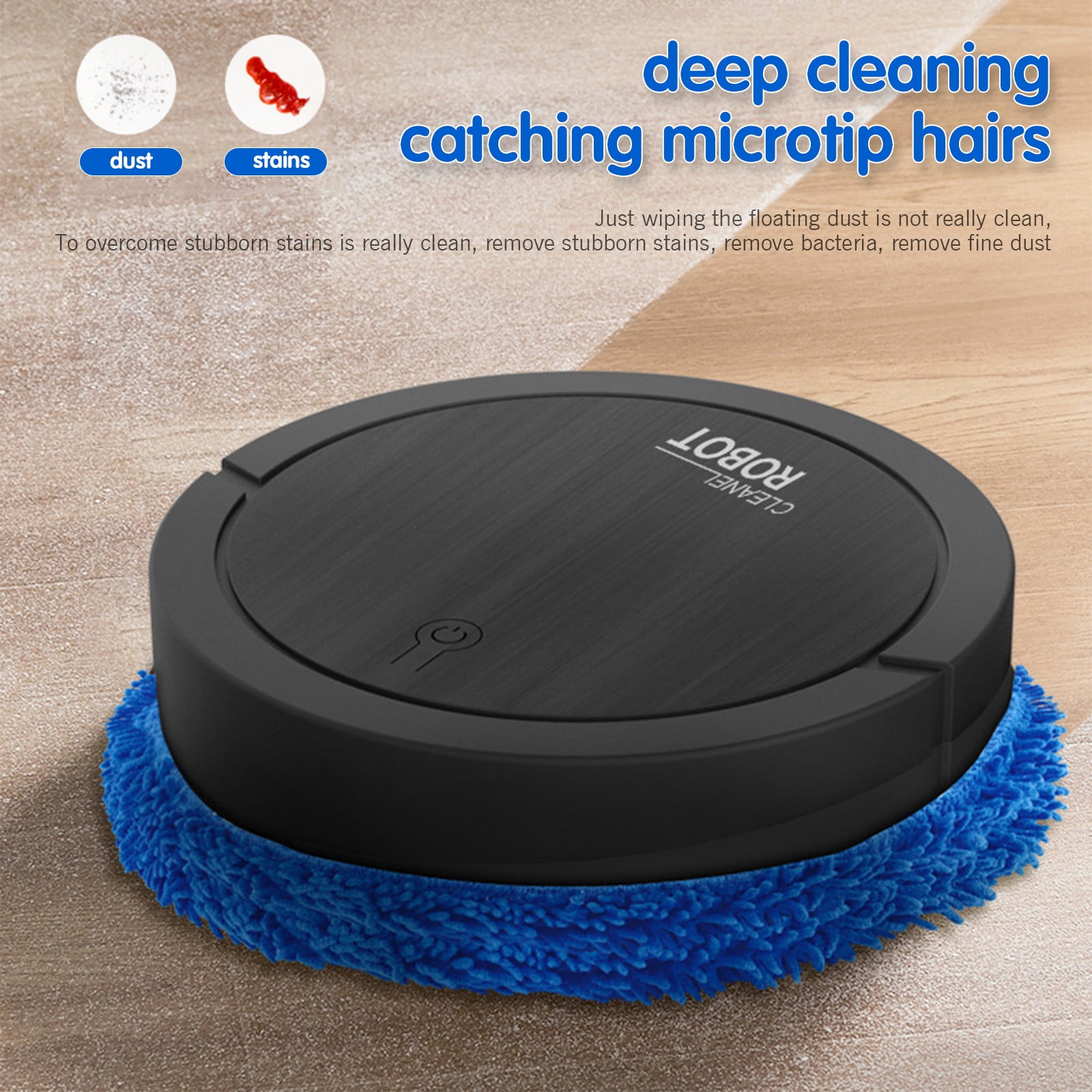 Intelligent Automatic Mopping Robot Wet and Dry Floor Cleaner Silent Mopping Machine for Home with Rotating Brush for Pet Hair and Dust White USB Charging 90-120㎡ Coverage