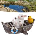 thumbnail image 4 of Figuras En Miniatura De Jardín, Detalles Finos Estatuas De Animales De Jardín Resina Sintética Impermeable Para Espacio De Oficina Para Patio Para Alféizar De Ventana ANGGREK Canotaje Conejo Blanco, 4 of 8
