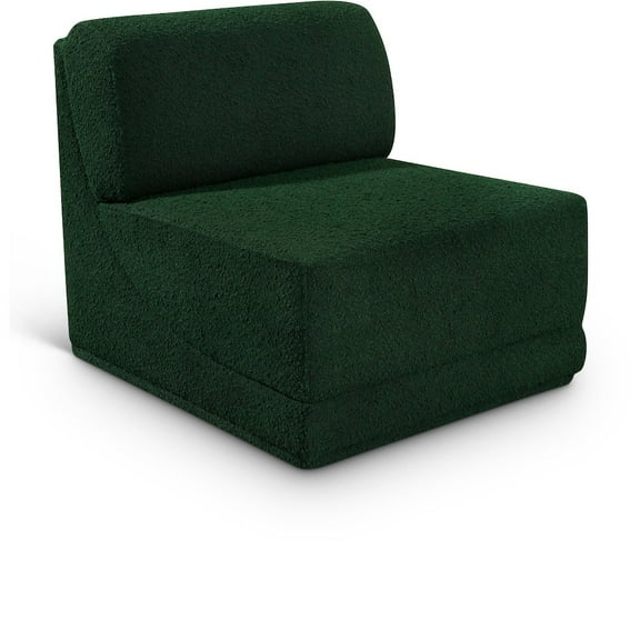 Meridian Furniture Ollie Green Boucle Fabric Armless
