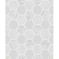 Fine Décor Ceramica Grey Hexagon Tile Wallpaper