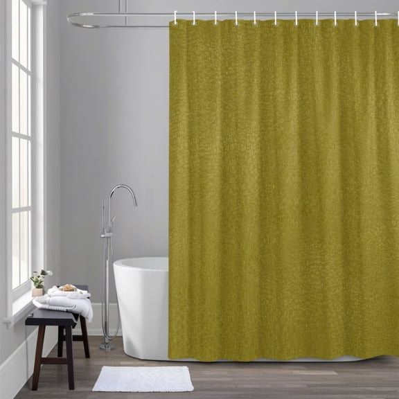 Olive Green Grain Texture 72x84 Inches Waterproof Shower Curtain, Vintage Industrial Moss Solid Color Bath Curtain Set with 12 Hooks Washable Shower Curtains for Bathroom Bathtub Decor