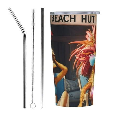 

Anthropomorphic animal holiday 20 oz stainless steel car cup with straw cover insulated hot and cold water cup coffee cup