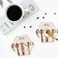 thumbnail image 5 of Balery 6 Pcs Black African Womanleather Coasters Set, Drink Table Cup Coasters For Living Room Kitchen Coffee Decor, 5 of 9