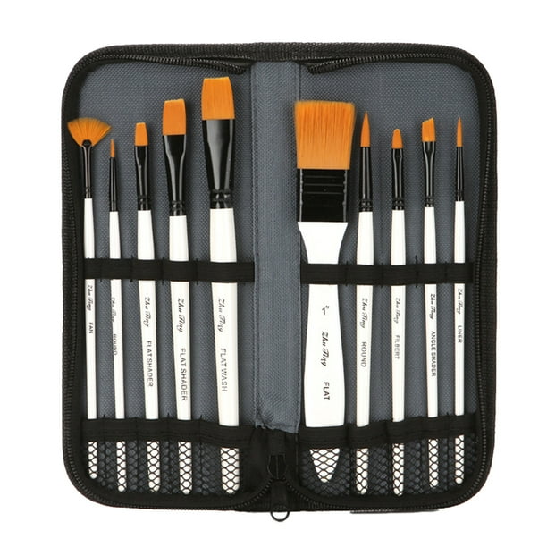 Kit de 10 pinceles para pintar con estuche, para pintura acrílica, óleo,  acuarela, decoración de uñas y manualidades, varios