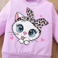 thumbnail image 3 of Bellafa Toddler Baby Girl 2 Pieces Long Sleeve Fall Winter Outfits Cartoon Cat Graphic Crewneck Sweatshirts + Joggers Pants Set, 3 of 7