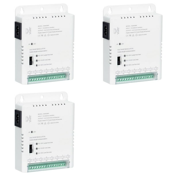3X Fuente de Alimentación para Cámara CCTV, Fuente de Alimentación de Distribución, Entrada de 90 V-264 V CA A Salida de 12 V-13,8-15 V CC, 8 Canales, HD8C96W