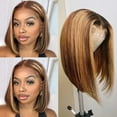 thumbnail image 4 of HAOFAN 4x4 Bob Lace Front Wigs Human Hair Wigs for Black Women with Baby Hair Straight Bob Wigs Pre Plucked Brazilian Human hair Wigs Lace Front 150% Density 10 in, 4 of 7