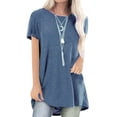 thumbnail image 2 of Sonducket Camisa de mujer con cuello y manga corta en color liso Prendas para la parte del cuerpo azul M, 2 of 4