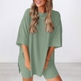 thumbnail image 5 of ZyeKqe Pajamas Sets for Women Crewneck Loose Comfy Short Sleeve Shirts Stretch Breathable Shorts 2 Piece Loungewear Outfits, 5 of 8