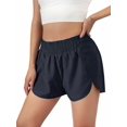 thumbnail image 2 of Gustave Women's Athletic Running Shorts with Zip Pockets Workout Sport Layer Active Shorts Elastic Quick-Dry Shorts Pants (L,Navy), 2 of 6