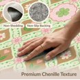 thumbnail image 6 of ODIKA 2'x3' Light Green Diamond Lattice Floral Bow Washable Throw Rug Vintage Geometric Trellis With Dotted Borders And Botanical Motifs In for Hallway, Study Room, Non-Slip Low Profile, Flatwoven, 6 of 7