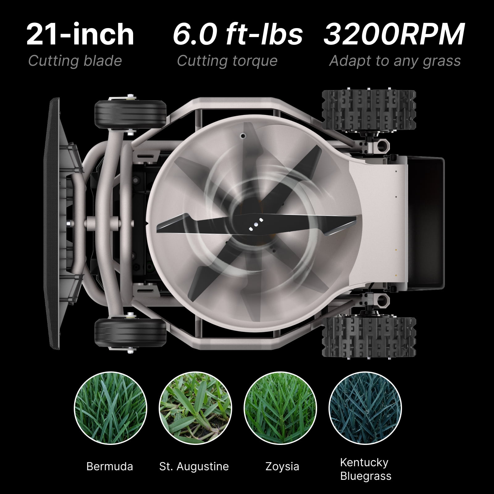 Mowrator S1 2WD 56V 12Ah Remote Control Lawn Mower, 45% (24°) Slope, Upgraded with Deformable Tires & Metal Hubcaps, 21" Steel Blade, 1.8–4.6" Height, Covers up to 0.75 Acre, Mulching Blade Included