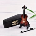 thumbnail image 4 of HLONK 4 Pcs Ensemble de Violons Miniatures Charmant Artisanat Expert Support d'Affichage Outil de Réglage Étui de Rangement avec Nœud et Coque Rigide pour Collectionneurs Parfait Instrument de Musique, 4 of 6