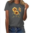 thumbnail image 3 of BiZtdJrK Womens Sunflower Print Tops Summer Trendy Short Sleeve Crewneck T-Shirt Casual Athletic Graphic Tees Sales of The Day Clearance Dark Gray M, 3 of 5