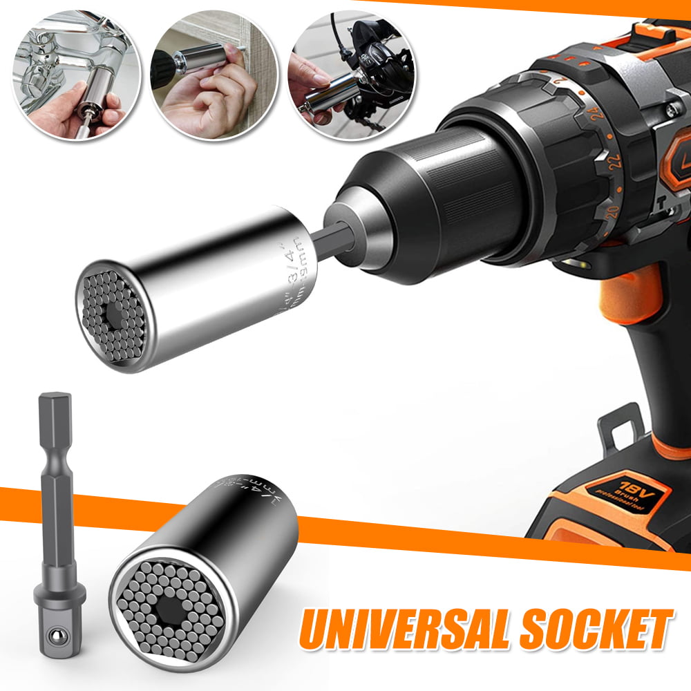 7mm-19mm Grip Universal Socket Wrench Spanner & Power Drill Tool Adapter Q2U3 