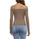 thumbnail image 5 of Top de manga larga con hombros descubiertos para mujer: camiseta corta sexy, material de poliéster, tallas XS-XL, ideal para la moda otoñal y para salir, 5 of 8