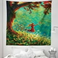 thumbnail image 1 of Woods Tapestry, Oil Painting of a Girl Releasing a Bird in a Forest or a Meadow During Fall Season, Fabric Wall Hanging Decor for Bedroom Living Room Dorm, 5 Sizes, Multicolor, by Ambesonne, 1 of 1