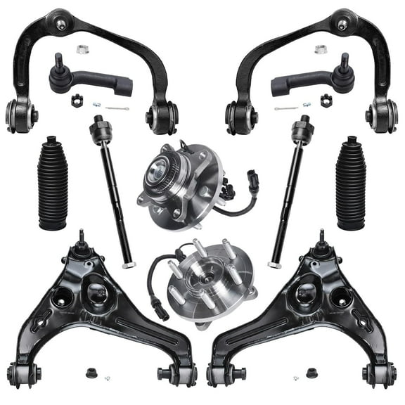 Detroit Axle - 12pc Suspension Kit for 4WD 6 Lug 2009 2010 Ford F-150, Replacement 4 Upper & Lower Control Arms w/ Ball Joints, 2 Wheel Bearing Hubs, 4 Inner & Outer Tie Rods, 2 Boots