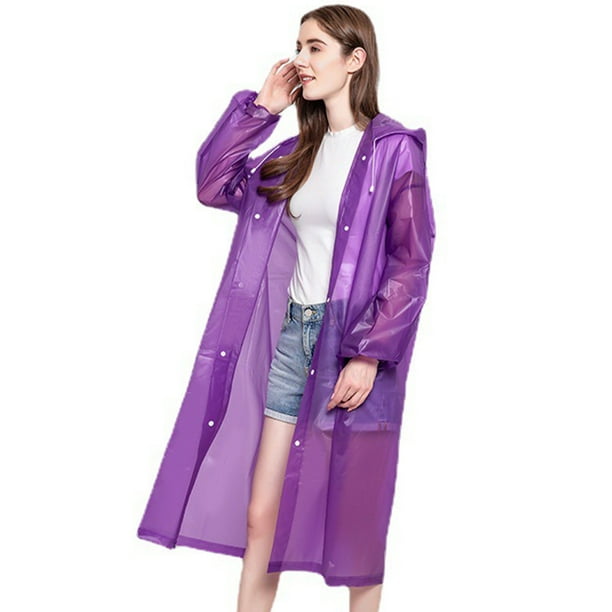 Youkk Adults Raincoat Waterproof Adjustable Protection Rain Coat Women Men  EVA Fishing Rainproof Rainwear Long Sleeve Hoodie Purple