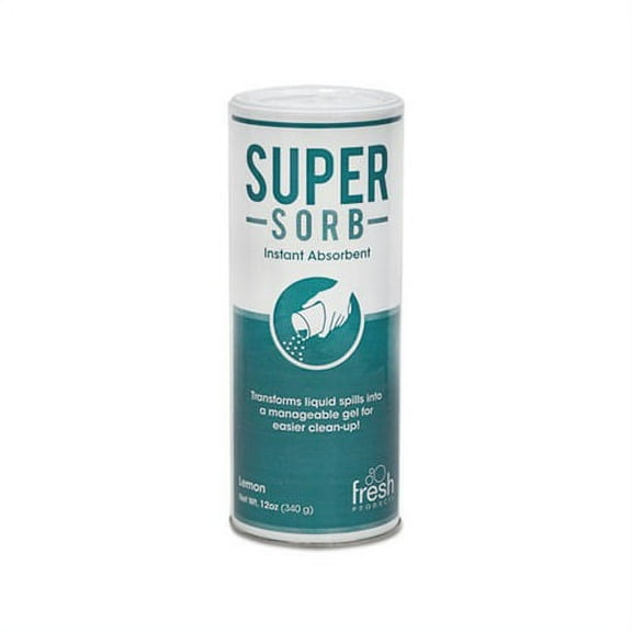 Fresh Products Super-Sorb Liquid Spill Absorbent Powder, Lemon-Scent, 12 oz Shaker Can