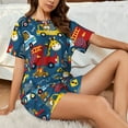 thumbnail image 6 of Bingfone Vehicles Cartoon with Funny Drivers Print Pajamas Sets for Women Soft Short-Sleeved Pjs with Lounge Shorts Two Piece Sleepwear, 6 of 8