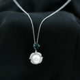 thumbnail image 3 of Rosec Jewels Designer Freshwater Pearl Pendant with Blue Topaz and Diamond - AAA Grade - 8 Carat Pearl Statement Necklace with Chain, 925 Sterling Silver, 3 of 7