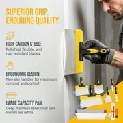 DEKEones Drywall Knife Set, 8 Pieces Stainless Steel Drywall Hand Tool Kit Includes Taping Knives, Putty Knives, Finishing Trowel, Mud Scoop and 12 Mud Pan with Ergonomic Handles for Drywall Work