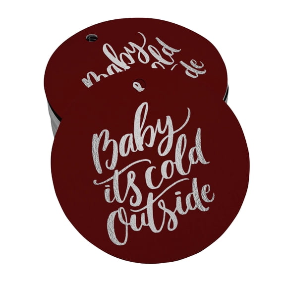 Inkdotpot Silver Foil Paper Hang Tags Baby It's Cold Outside Baby Shower Favor Tags 50 Pieces