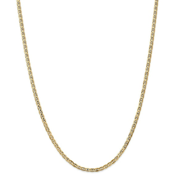 Leslie's Real 14kt Yellow Gold 3mm Concave Anchor Chain; 18 inch; Lobster Clasp; for Adults and Teens; for Women and Men