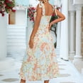 thumbnail image 4 of Vestido largo midi, vestido largo midi con tirantes estampados, vestido largo midi sin tirantes, vestido con hombros descubiertos, muy versátil, 4 of 6