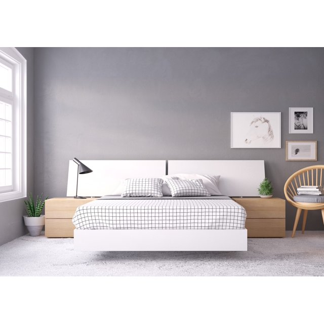 Nexera 4-Piece Bedroom Set With Bed Frame, White, Queen